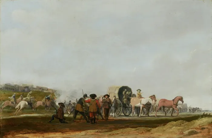 Framed Print : Ambushing an Army Convoy. Creator: Pieter Jansz Post Framed Print : Ambushing an Army Convoy. Creator: Pieter Jansz Post