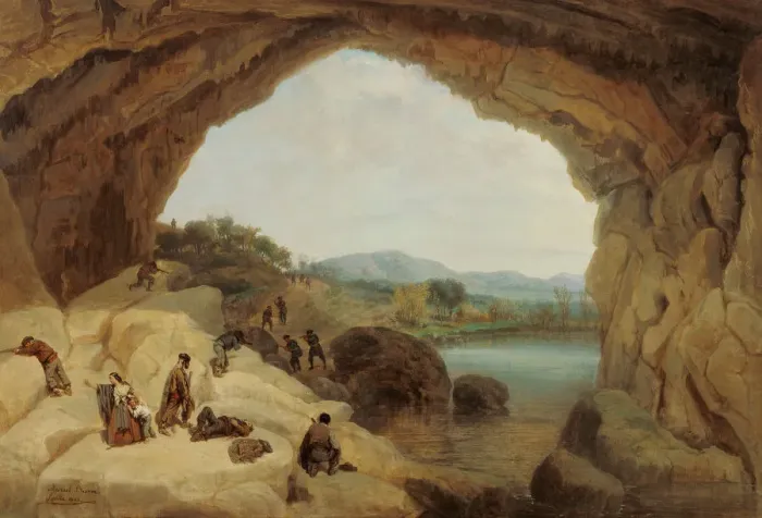 Framed Print : Ambushing a Group of Bandits at the Cueva del Gato. Artist: Barron y Carrillo, Manuel (1814-1884) Framed Print : Ambushing a Group of Bandits at the Cueva del Gato. Artist: Barron y Carrillo, Manuel (1814-1884)