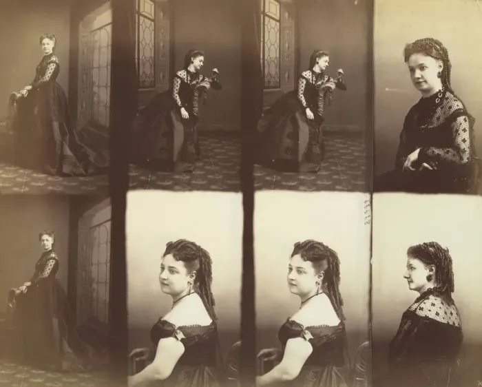 Framed Print : Amelie and Elise Gitteri, 1866. Creator: Andre-Adolphe-Eugene Disderi Framed Print : Amelie and Elise Gitteri, 1866. Creator: Andre-Adolphe-Eugene Disderi