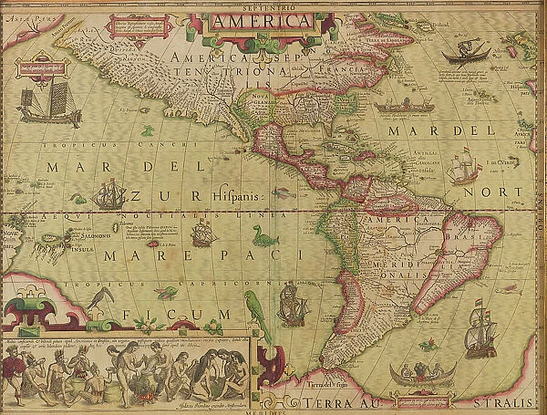 America. From Mercator-Hondius Atlas, c.1620. Creator: Hondius, Jodocus (1563-1612)