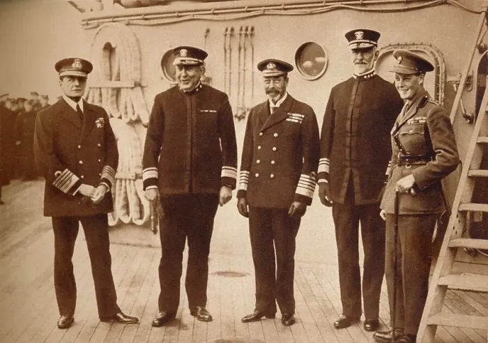 Framed Print : American admirals afloat with the King, 1918 (1935) Framed Print : American admirals afloat with the King, 1918 (1935)