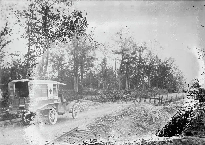 Framed Print : American ambulance near Les Eparges, between c1915 and 1918. Creator: Bain News Service Framed Print : American ambulance near Les Eparges, between c1915 and 1918. Creator: Bain News Service