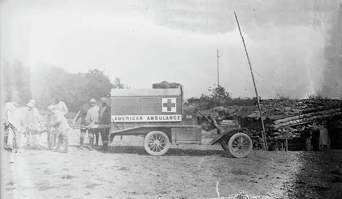 Framed Print : American Ambulance near Verdun, between c1915 and 1918. Creator: Bain News Service Framed Print : American Ambulance near Verdun, between c1915 and 1918. Creator: Bain News Service
