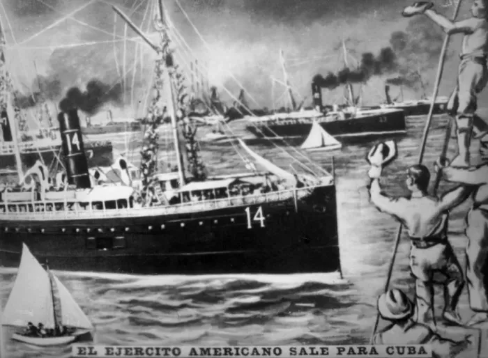 Framed Print : American army leaves for Cuba, (1898), 1920s