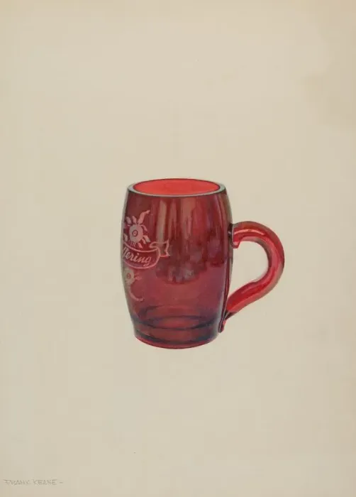 Framed Print : American Bohemian'Glass Mug, c. 1939. Creator: Frank M Keane Framed Print : American Bohemian'Glass Mug, c. 1939. Creator: Frank M Keane