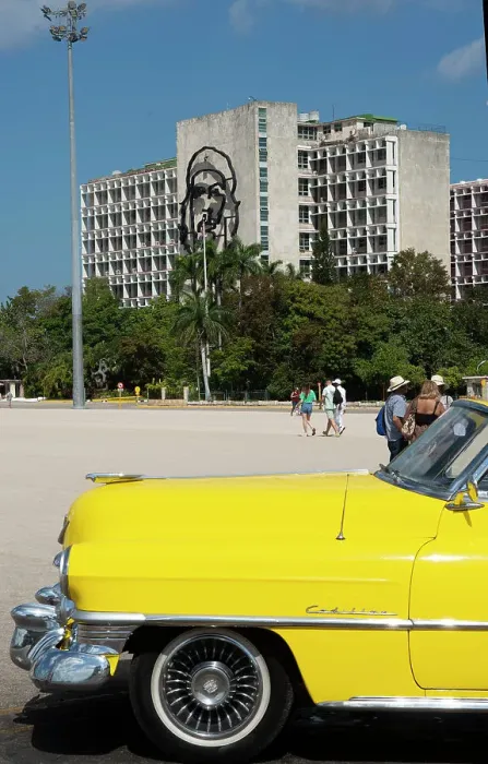 Framed Print : American Cadillac in front of a government building, Plaza de la Revolucion, Havana, Cuba, 2024. Creator: Ethel Davies Framed Print : American Cadillac in front of a government building, Plaza de la Revolucion, Havana, Cuba, 2024. Creator: Ethel Davies