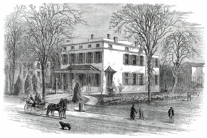 Framed Print : The American Centennial Exhibition...Residence of the Officers of the British Commission...1876. Creator: Bernstrom Framed Print : The American Centennial Exhibition...Residence of the Officers of the British Commission...1876. Creator: Bernstrom