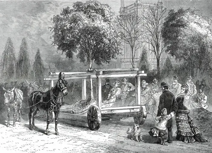 Framed Print : The American Centennial Exhibition at Philadelphia: transplanting trees in the grounds, 1876. Creator: Unknown Framed Print : The American Centennial Exhibition at Philadelphia: transplanting trees in the grounds, 1876. Creator: Unknown