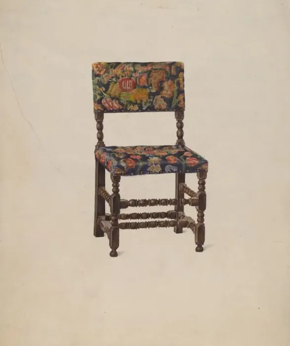 Framed Print : American Chair with Turkey Work, 1936. Creator: Victor F. Muollo Framed Print : American Chair with Turkey Work, 1936. Creator: Victor F. Muollo