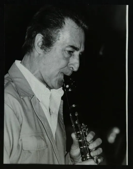 Framed Print : American clarinetist Buddy DeFranco playing at the Bass Clef, London, 1985. Artist Framed Print : American clarinetist Buddy DeFranco playing at the Bass Clef, London, 1985. Artist