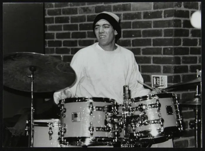 Framed Print : American drummer Gene Calderazzo playing at The Fairway, Welwyn Garden City, Hertfordshire, 2003 Framed Print : American drummer Gene Calderazzo playing at The Fairway, Welwyn Garden City, Hertfordshire, 2003