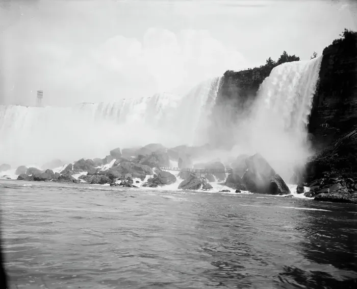 Framed Print : American Falls, Cave of the Winds, Niagara Falls, New York, ca 1900. Creator: Unknown Framed Print : American Falls, Cave of the Winds, Niagara Falls, New York, ca 1900. Creator: Unknown