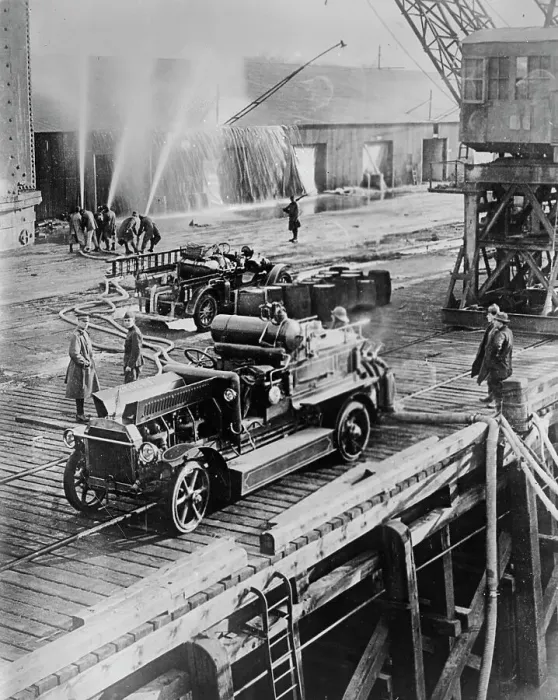 Framed Print : American Firemen, Bassens, 1919. Creator: Bain News Service Framed Print : American Firemen, Bassens, 1919. Creator: Bain News Service