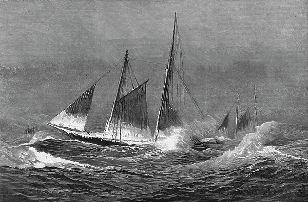 The American Fisheries Question; Fishing Schooner Icing Up in a Winter Gale, 1890. Creator: Captain Collins