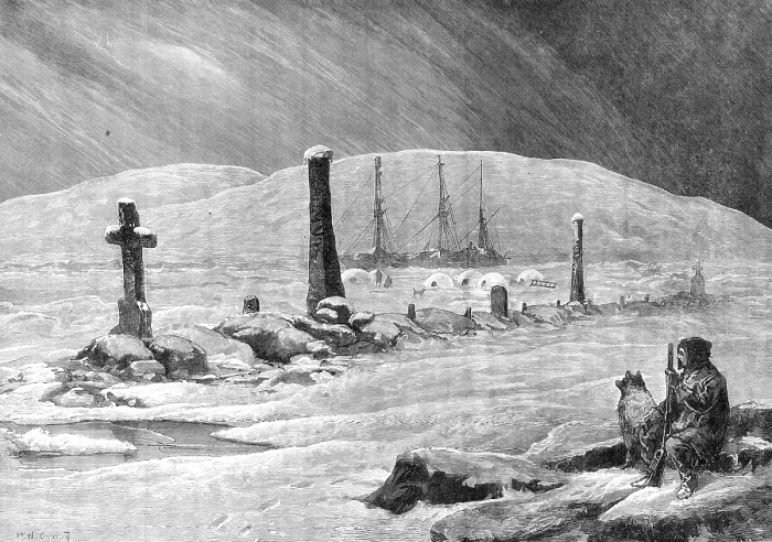 Framed Print : The American Franklin Search Expedition: graves of the comrades of Sir John Franklin, 1881. Creator: Unknown Framed Print : The American Franklin Search Expedition: graves of the comrades of Sir John Franklin, 1881. Creator: Unknown