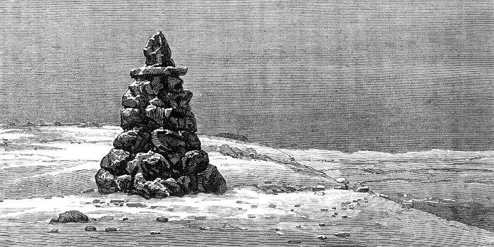 Framed Print : The American Franklin Search Expedition: Monument at Douglas Bay, 1881. Creator: Unknown Framed Print : The American Franklin Search Expedition: Monument at Douglas Bay, 1881. Creator: Unknown