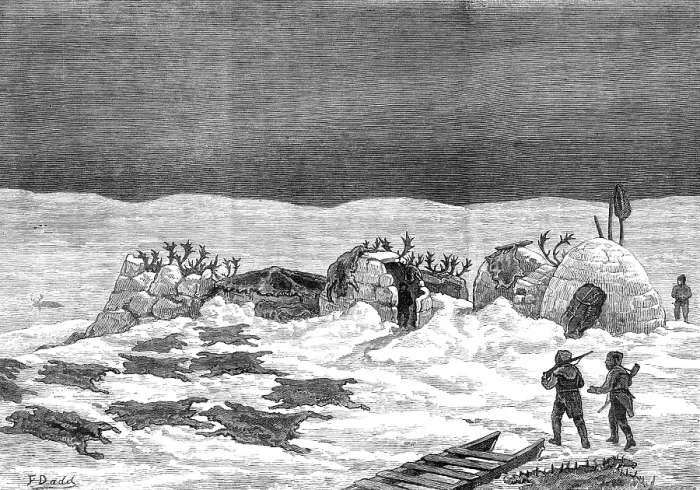 Framed Print : The American Franklin Search Expedition - reindeer camp in King William's Land, 1881 Framed Print : The American Franklin Search Expedition - reindeer camp in King William's Land, 1881