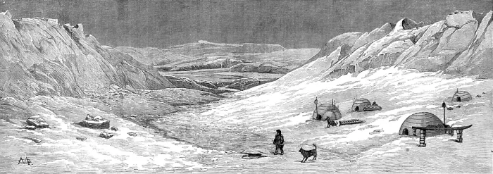 Framed Print : The American Franklin Search Expedition - scene on Hayes River, Big Bend, May 19, 1879, (1881). Creator: Unknown Framed Print : The American Franklin Search Expedition - scene on Hayes River, Big Bend, May 19, 1879, (1881). Creator: Unknown