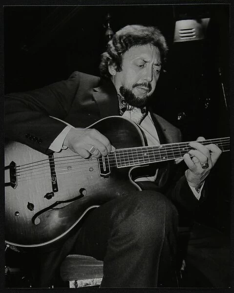 American guitarist Barney Kessel playing at the Middlesex and Herts Country Club, London, 1982