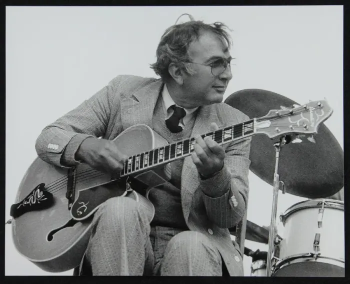 Framed Print : American guitarist Bucky Pizzarelli on stage at the Capital Radio Jazz Festival, London, 1979 Framed Print : American guitarist Bucky Pizzarelli on stage at the Capital Radio Jazz Festival, London, 1979