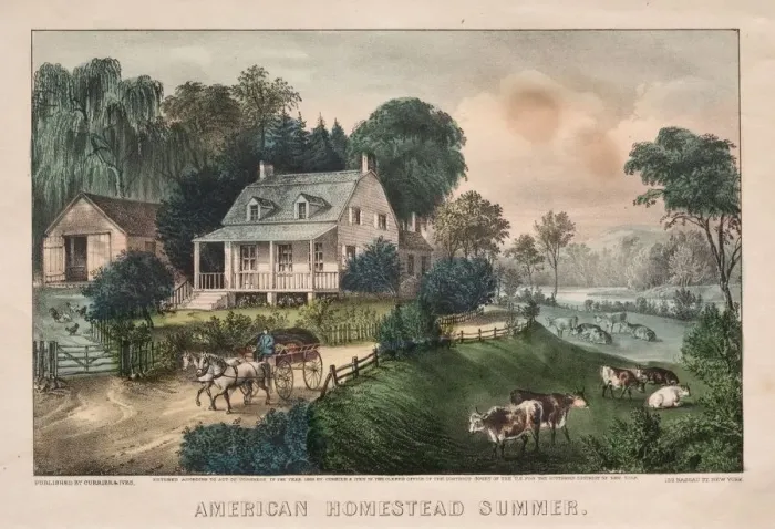 Framed Print : American Homestead, Summer, 1869. Creator: James Merritt Ives (American, 1824-1895) Framed Print : American Homestead, Summer, 1869. Creator: James Merritt Ives (American, 1824-1895)
