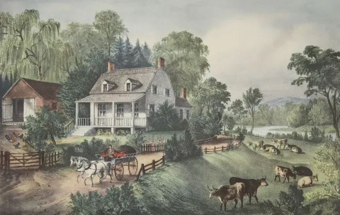 Framed Print : American Homestead - Summer, pub. 1868, Currier & Ives (Colour Lithograph) Framed Print : American Homestead - Summer, pub. 1868, Currier & Ives (Colour Lithograph)