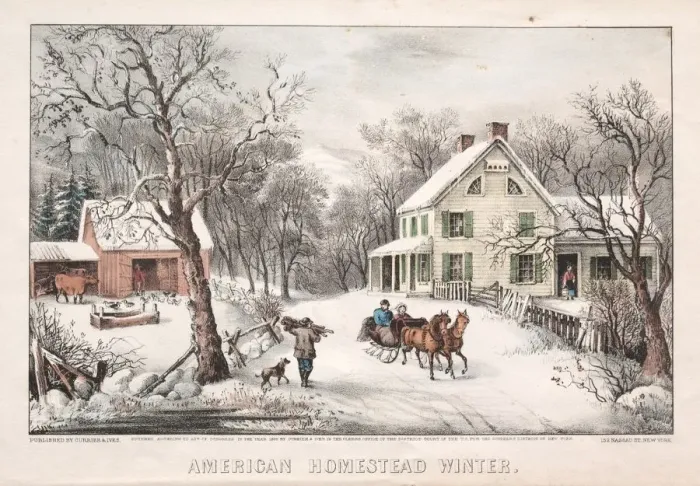 Framed Print : American Homestead, Winter, 1868. Creator: James Merritt Ives (American, 1824-1895) Framed Print : American Homestead, Winter, 1868. Creator: James Merritt Ives (American, 1824-1895)