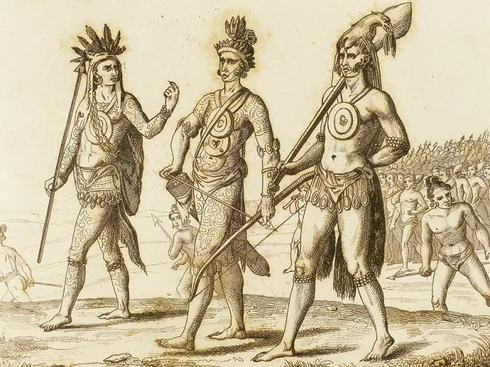 Framed Print : American Indians, 16th century (1841). Creator: Unknown Framed Print : American Indians, 16th century (1841). Creator: Unknown