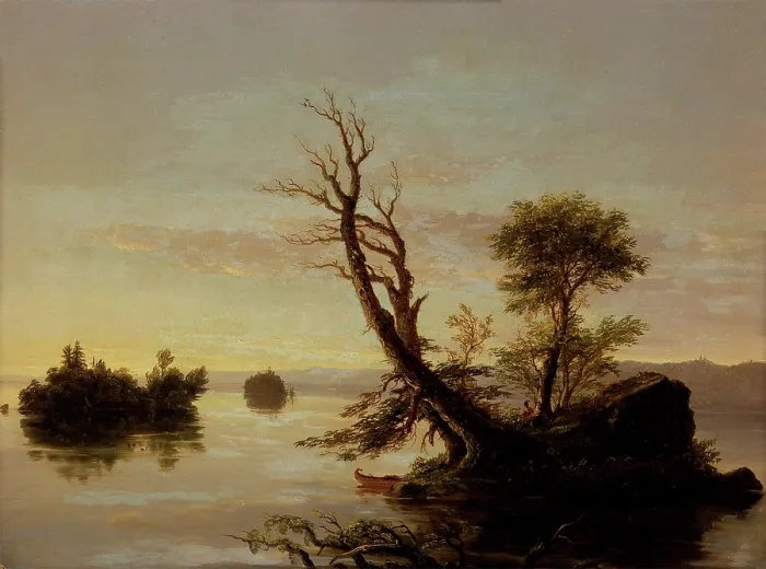 Framed Print : American Lake Scene, 1844. Creator: Thomas Cole Framed Print : American Lake Scene, 1844. Creator: Thomas Cole