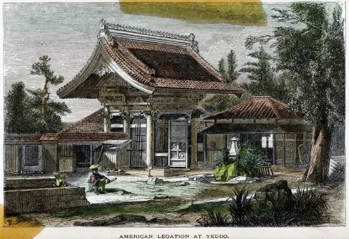 Framed Print : American legation at Yeddo (Edo), Japan, 19th century. Artist: Richardson Framed Print : American legation at Yeddo (Edo), Japan, 19th century. Artist: Richardson