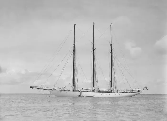 Framed Print : The American three mast schooner Karina, 1912. Creator: Kirk & Sons of Cowes Framed Print : The American three mast schooner Karina, 1912. Creator: Kirk & Sons of Cowes