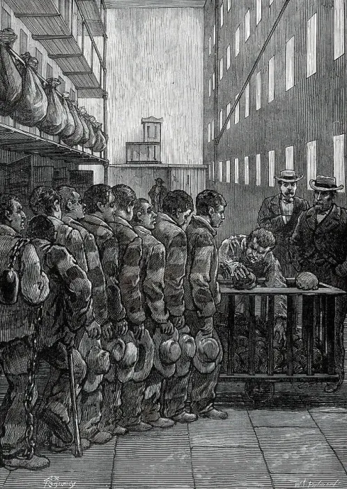 Framed Print : American Prison Life, Blackwell's Island, New York: Dinner-Time, 1876. Creator: Unknown Framed Print : American Prison Life, Blackwell's Island, New York: Dinner-Time, 1876. Creator: Unknown