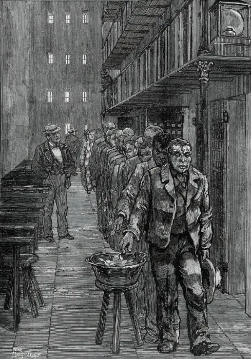 Framed Print : American Prison Life, Blackwell's Island, New York: Dinner-Time, 1876. Creator: Unknown Framed Print : American Prison Life, Blackwell's Island, New York: Dinner-Time, 1876. Creator: Unknown