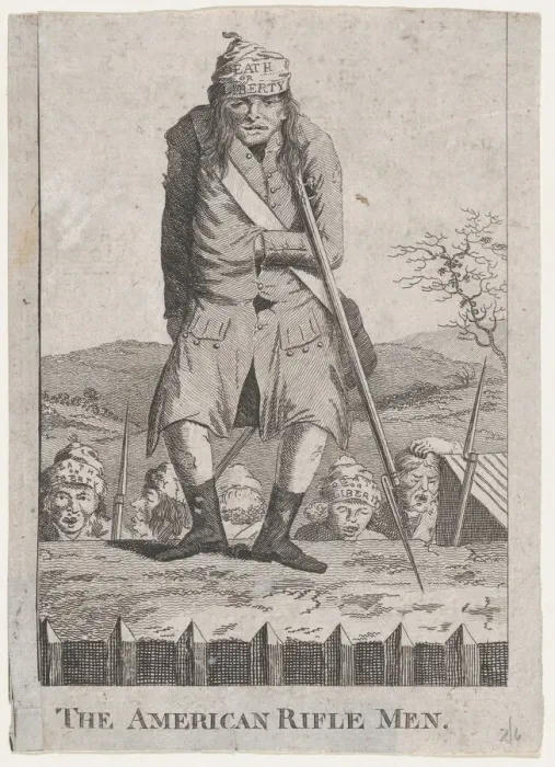 Framed Print : The American Rifle Men, 1776. 1776. Creator: Anon Framed Print : The American Rifle Men, 1776. 1776. Creator: Anon