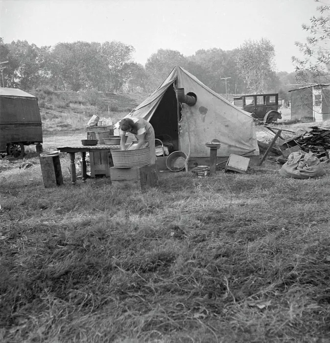 Framed Print : American River camp, Sacramento, 1936. Creator: Dorothea Lange Framed Print : American River camp, Sacramento, 1936. Creator: Dorothea Lange