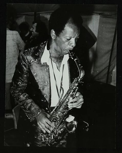 American saxophonist Ornette Coleman playing at the Bracknell Jazz Festival, Berkshire, 1978
