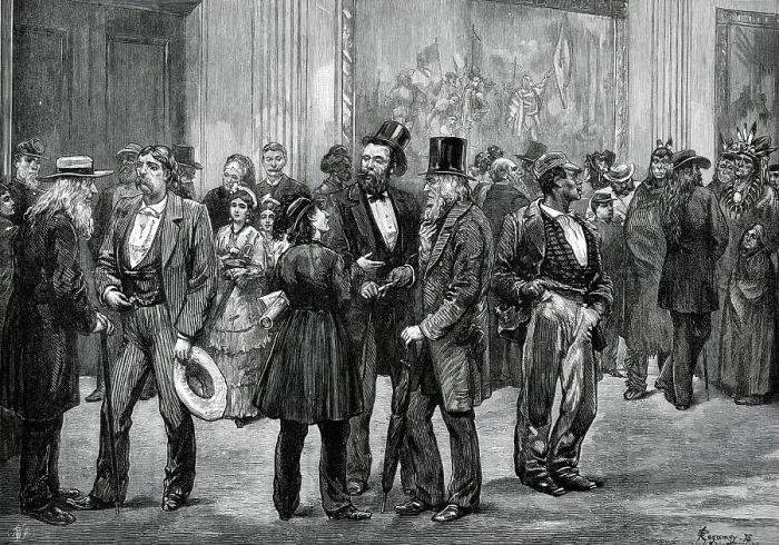 Framed Print : American Sketches: scene in the Rotunda, Washington, 1876. Creator: Felix Elie Regamey Framed Print : American Sketches: scene in the Rotunda, Washington, 1876. Creator: Felix Elie Regamey