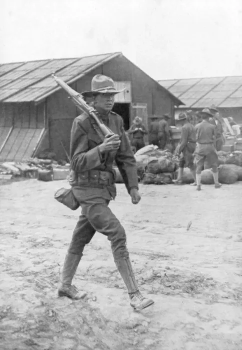 Framed Print : An American soldier on sentry duty, Saint Nazaire, France, c1917 Framed Print : An American soldier on sentry duty, Saint Nazaire, France, c1917