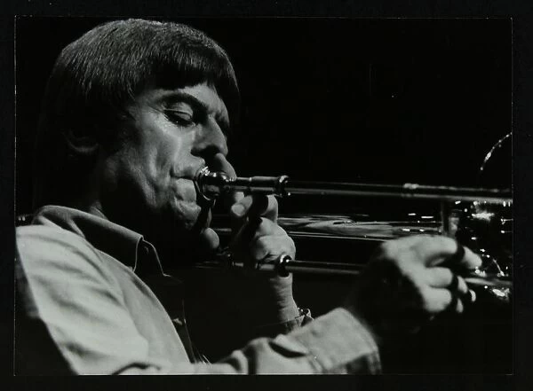American trombonist Bill Watrous playing at the Forum Theatre, Hatfield, Hertfordshire, 1982