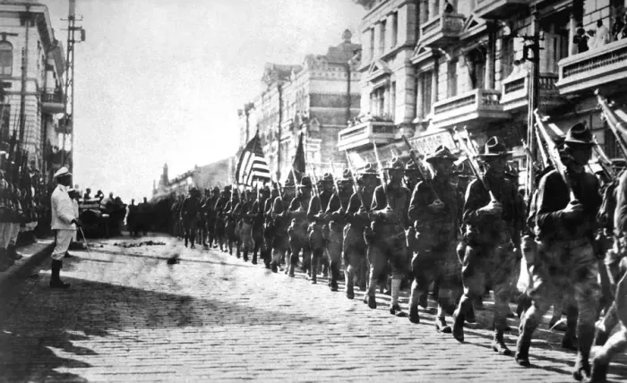 Framed Print : American troops parading in Vladivostok, Russia, 1918 Framed Print : American troops parading in Vladivostok, Russia, 1918