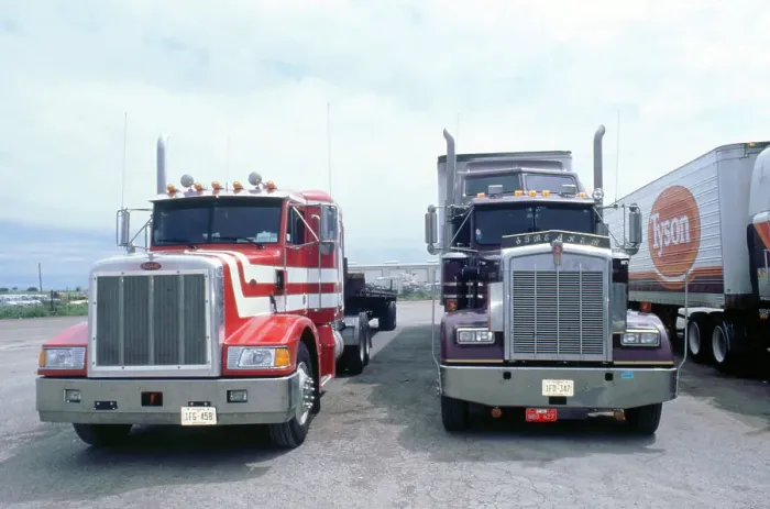 Framed Print : American Trucks at Truckstop in USA Framed Print : American Trucks at Truckstop in USA