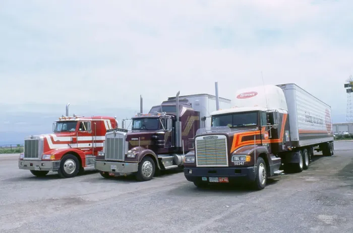 Framed Print : American Trucks at Truckstop in USA Framed Print : American Trucks at Truckstop in USA