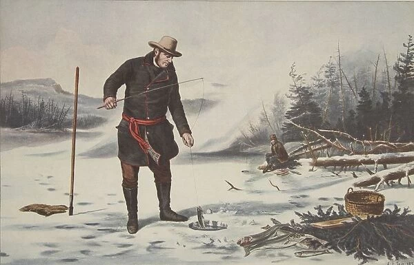 American Winter Sports - Trout Fishing on Chateaugay Lake, pub. 1856, Currier & Ives