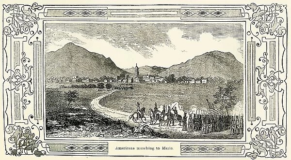 Americans marching to Marin, 1849. Creator: Unknown