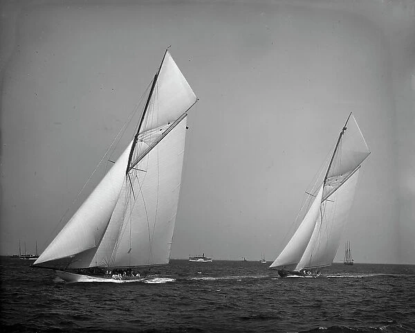 America's Cup Races, 10-3-01, Columbia and Shamrock II before the start, 1901 Oct 3. Creator: Unknown