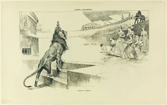 Framed Print : America's Tribute, from Life, 1891. Creator: Charles Dana Gibson