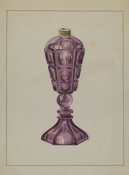 Amethyst Glass Oil Lamp, c. 1936. Creator: Marcus Moran