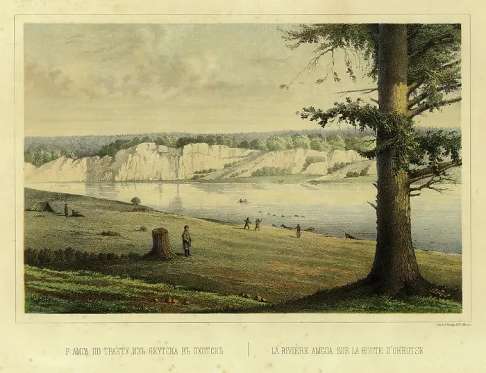 Framed Print : The Amga River on the Route from Yakutsk to Okhotsk, 1856. Creator: Ivan Dem'ianovich Bulychev Framed Print : The Amga River on the Route from Yakutsk to Okhotsk, 1856. Creator: Ivan Dem'ianovich Bulychev