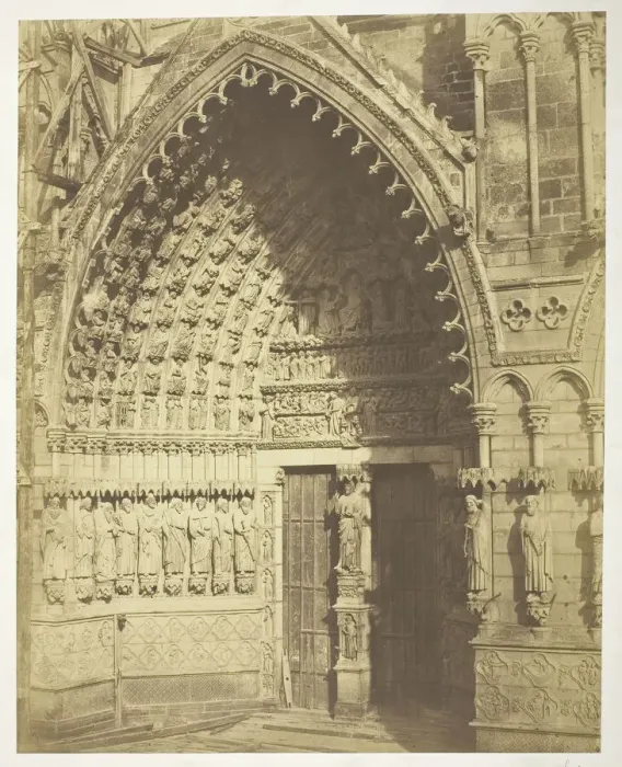 Framed Print : Amiens Cathedral, West Facade, Central Portal, 1854. Creators: Bisson Freres Framed Print : Amiens Cathedral, West Facade, Central Portal, 1854. Creators: Bisson Freres