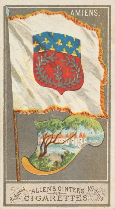 Framed Print : Amiens, from the City Flags series (N6) for Allen & Ginter Cigarettes Brands, 1887 Framed Print : Amiens, from the City Flags series (N6) for Allen & Ginter Cigarettes Brands, 1887